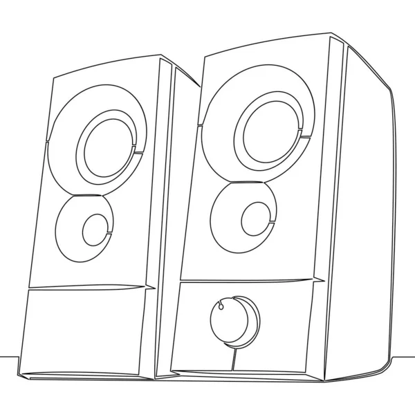 Kontinuierliche Eine Einzige Linie Zeichnung Musik System Lautsprecher Musikausrüstung Symbol — Stockvektor