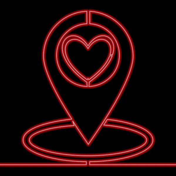 Kalp Ikonu Neon Parıltısı Vektör Illüstrasyon Kavramına Sahip Tek Bir — Stok Vektör
