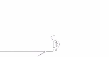 Öz çizim hattı animasyon parasıyla anahtar deliği doları sürekli tek bir çizgi çizilmiş konsept video