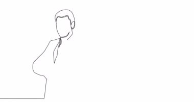 Öz çizim çizgisi animasyon işadamı ve faiz oranı sürekli tek bir çizgi çizilmiş konsept video