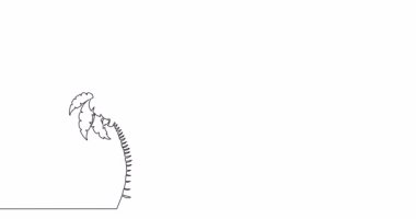 Kendi kendine çizim yapan kağıt uçak adaya uçuyor. Palmiye aralıksız tek bir çizgi konsept video çiziyor.