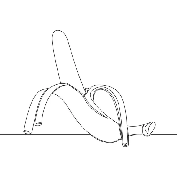 Kontinuierliche Eine Einzige Linie Zeichnung Frisch Geschälte Banane Symbol Vektor — Stockvektor