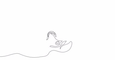 Kanatlarında desenleri olan Kelebek çizim çizgisi animasyonu sürekli tek bir çizgi çizili konsept video