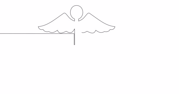 Саморисование Линии Анимации Знак Доллара Символ Медицины Caduceus Непрерывно Одну — стоковое видео