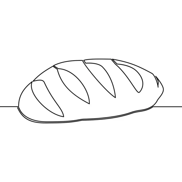 连续一行绘图长面包面包店图标向量概念 — 图库矢量图片