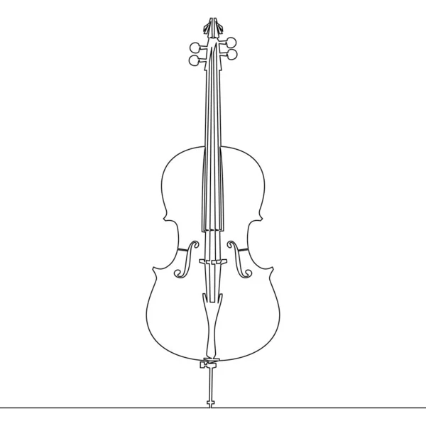 Continuous One Single Line Drawing Violoncelo Instrumento Musical Ícone Violino — Vetor de Stock