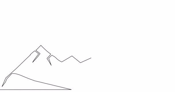 Selbstzeichnende Linienanimation Mountain Continuous One Single Line Drawn Concept Video — Stockvideo