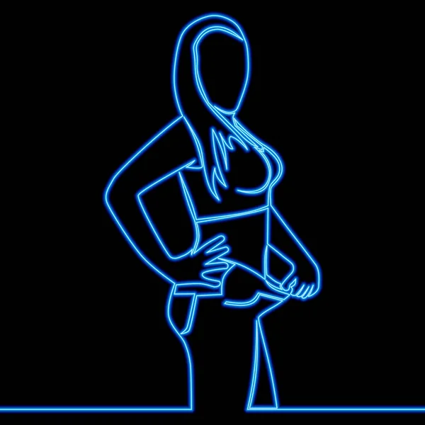 Kontinuierliche Eine Einzige Linie Zeichnung Frau Gewicht Verloren Gute Ernährung — Stockvektor