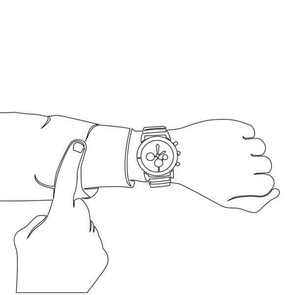 Ciągły Jeden Wiersz Rysunek Biznesmen Patrząc Jego Zegarek Zegarek Wektor Grafika Wektorowa