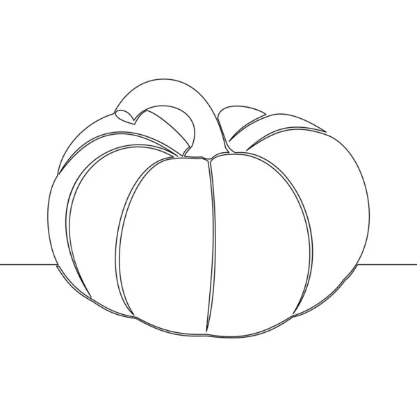 連続的な1つの単一行のデッサン パンプキン ハロウィン秋の収穫のアイコン ベクターのイラストの概念 — ストックベクタ