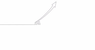 Kişisel çizim çizimi animasyonu dijital pazarlama iş dünyası faresi ve gelir grafiği sürekli tek bir çizgi çizili konsept video