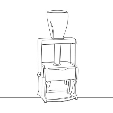 Sürekli tek bir çizgi çizerek iş lastiği damgası ikon vektör illüstrasyon kavramını izole eder