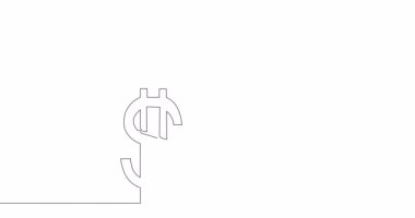 Kişisel çizim çizgi animasyonu Para Sigortası Doları şemsiye altında sürekli tek satır çizilmiş konsept video