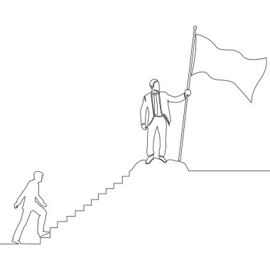 İşletme liderliği ve iş ikonu çizim konseptinde çalışan liderliği hedefine doğru adım atın.