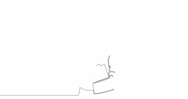 Steteskoplu kendi kendine çizim yapan kadın doktor devamlı tek bir çizgi çizilmiş konsept video.