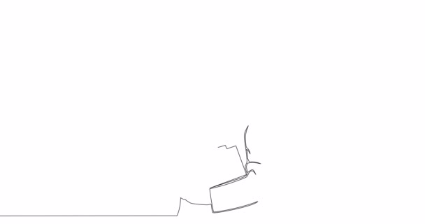 Selbstzeichnende Linie Animation Ärztin Mit Stethoskop Kontinuierlich Eine Einzige Linie — Stockvideo