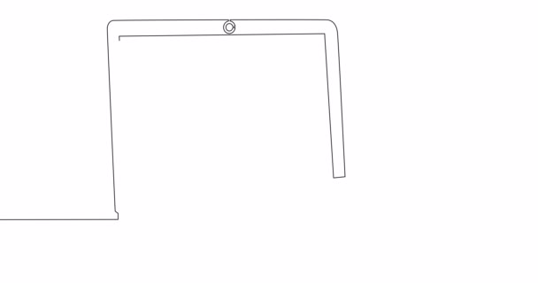 Self Drawing Line Animation Laptop Screen Trash Can Continuous One — Stock Video