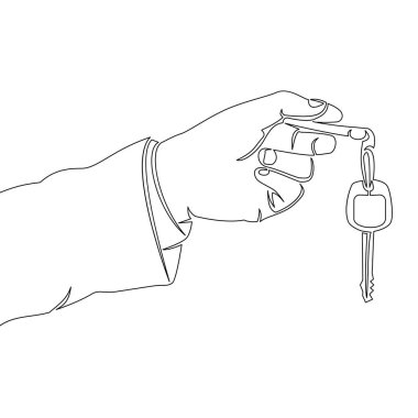 Tek satır halinde, El Tutma Anahtar Kiralama, Satış, Teklif, Ödünç Özellik ikonu çizim konsepti