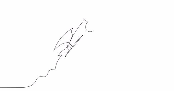 Self Drawing Line Animatie Rocket Vliegen Grafiek Business Financiële Start — Stockvideo