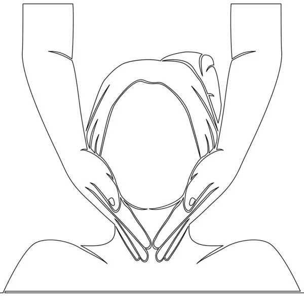 Kontinuerlig Enda Linje Ritning Kvinna Ansikte Massage Ikon Vektor Illustration Stockvektor