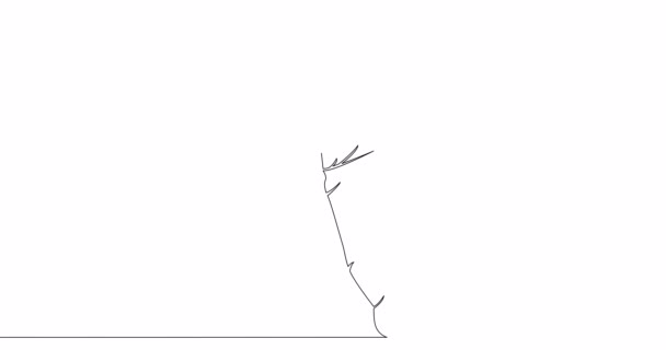Auto Dibujo Línea Animación Hombre Negocios Saltar Alegría Continua Una — Vídeo de stock