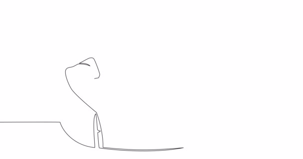 Self Drawing Line Animation Επιχειρηματίας Εργασία Χαλαρή Στο Γραφείο Συνεχή — Αρχείο Βίντεο