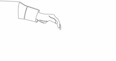 Kendi kendine çizim yapan erkek ve kadın animasyon çifti bir fincan kahvenin tadını çıkarıyorlar sürekli tek çizgi çizilmiş konsept video.