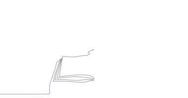 Kendini çizme çizgi animasyon kitabı ve dünya gezegeni sürekli tek bir çizgi çizilmiş konsept video