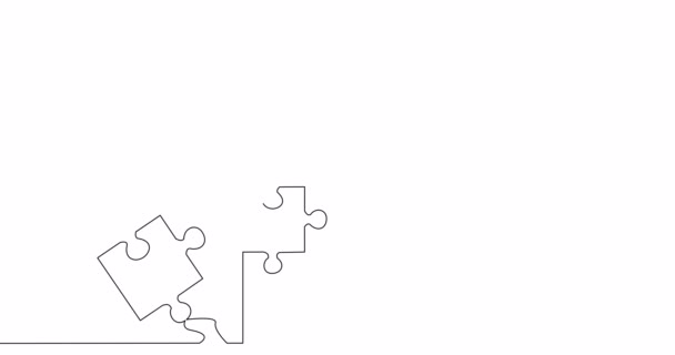 Selbst Zeichnen Linie Animation Modulare Haus Puzzle Bau Kontinuierlich Eine — Stockvideo