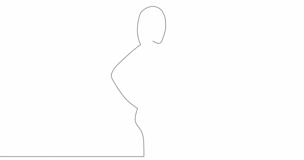 Self Drawing Line Animation Woman Has Lost Weight Continuous One — Stock Video
