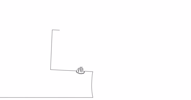 Självritning Linje Animation Kvinna Som Håller Den Tomma Papper Reklam — Stockvideo