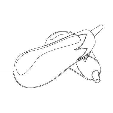 Patlıcan Vegan ikon tasviri konsepti çizmek için sürekli tek bir çizgi