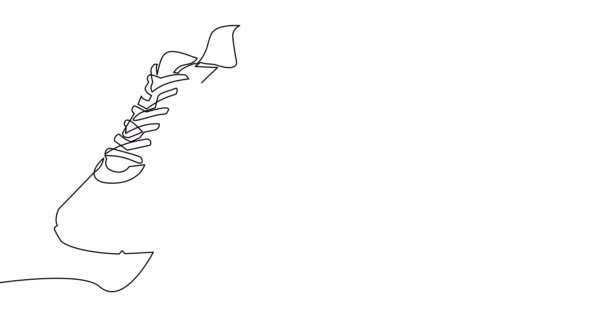 Auto Dibujo Línea Animación Par Zapatillas Deporte Continua Una Sola — Vídeo de stock