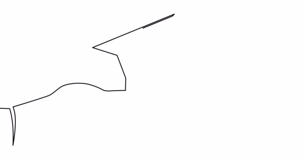Self Drawing Line Animatie Hand Lanceert Lucht Papier Vliegtuig Reizen — Stockvideo
