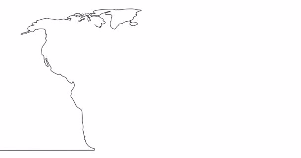 Vlastní Kreslení Čáry Animace Mapa Země Kontinuální Jedna Čára Nakreslený — Stock video