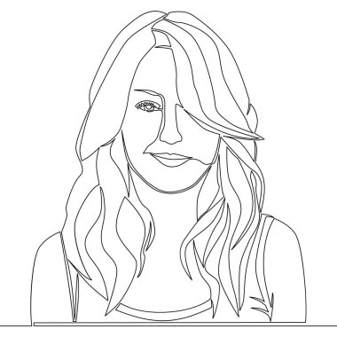 Aralıksız tek bir çizim Güzel bir kadın yüzü orijinal grafik portresi moda ikonu vektör illüstrasyon konsepti