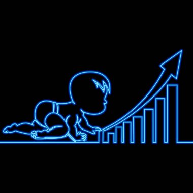 Fertility rate growth children icon neon glow vector illustration concept clipart