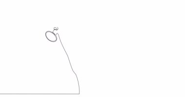 Kişisel çizim çizgi animasyonu Şampiyon Oyuncu kupayı kaldırıyor sürekli tek çizgi çizilmiş konsept video