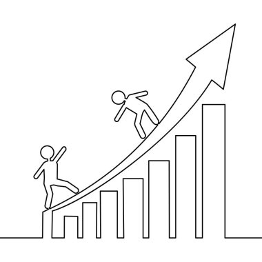 İşletme takviminde ve işbirliği ikonu vektör illüstrasyon kavramında sürekli tek bir çizgi çizme yardımı