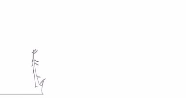 Kendinden çizim çizimi animasyonu genç sporcu golfçü sürekli tek çizgi çizilmiş konsept video kullanarak topa vurdu.