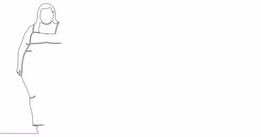 Kendinden Çizim Çizgisi Canlandırması Diyetten Önce ve Sonra Gevşek Ağırlık Kadını Tek satır halinde tek bir konsept video çizimi