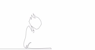 Kendinden çizim çizimi animasyonu. Romantik bir anda çift kucaklaşması. Sürekli tek bir çizgi çizilmiş konsept video.