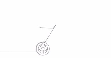 Kendi kendine çizim çizimi animasyonu Modern bebek arabası çocukluk güvenliği Tek çizgi çizilmiş konsept video