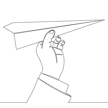 Kağıt Uçak 'ı fırlatmak için El Hazırlıkları, Yaratıcılık ve Sınırsız Olasılıklar ikonu çizimi konsepti