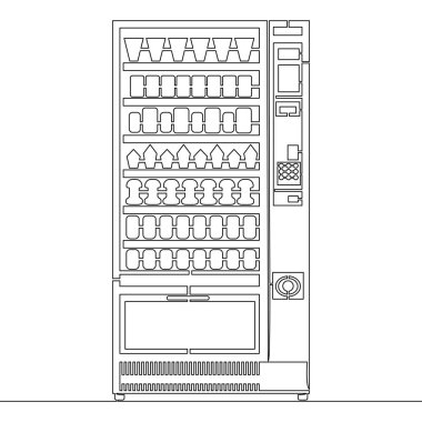 Sürekli tek bir satır halinde Akıllı Atıştırmalık Çözümü Atıştırmalıklarla, Konforlu İkram ve Hızlı İkram Vektör Resmetme Konseptiyle Dolu Modern Otomat