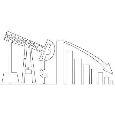Petrol Piyasası Azalan Yağ Pompası 'nı çizen tek satır devamlılığı Grafik Düşüşü Fiyatları ikon vektör çizimi kavramı
