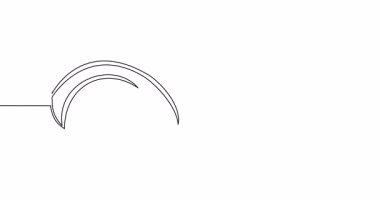 Kendinden çizim çizimi animasyonu Kruvasan rozet fırını sürekli tek bir çizgi çizili konsept video