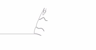 Deniz ürünleri logosu kimliği için kişisel çizim çizimi taze karides. Karides maskotu sürekli tek bir çizgi çizili konsept video