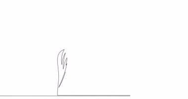 Kendini çizme animasyonu. Üzgün, yorgun, depresyon, zihinsel sağlık sorunları hisseden genç bir kadın. Tek çizgi çizilmiş konsept video.