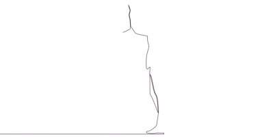 Çak bir beşlik çizim çizimi. Genç adam ve kadın beşlik bir başarı ve işbirliği gösteriyorlar. Tek çizgi çizilmiş bir konsept video.